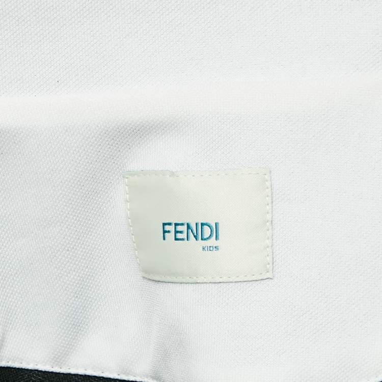 Pre Owned Fendi Kids Black Jersey Logo Tape Trimmed Zip-Up Jacket 12+ Yrs
