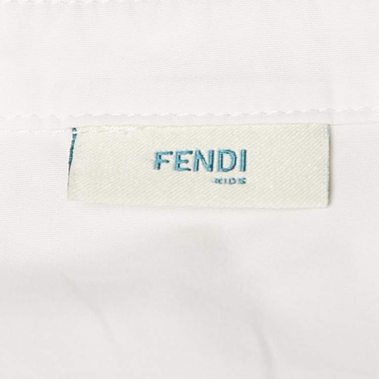 Pre Owned Fendi Kids White Cotton Blend Shirt 18M