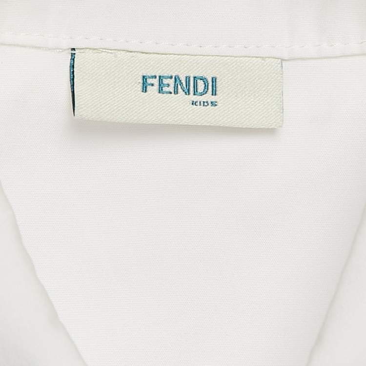 Pre Owned Fendi Kids White Cotton Blend Shirt 18M
