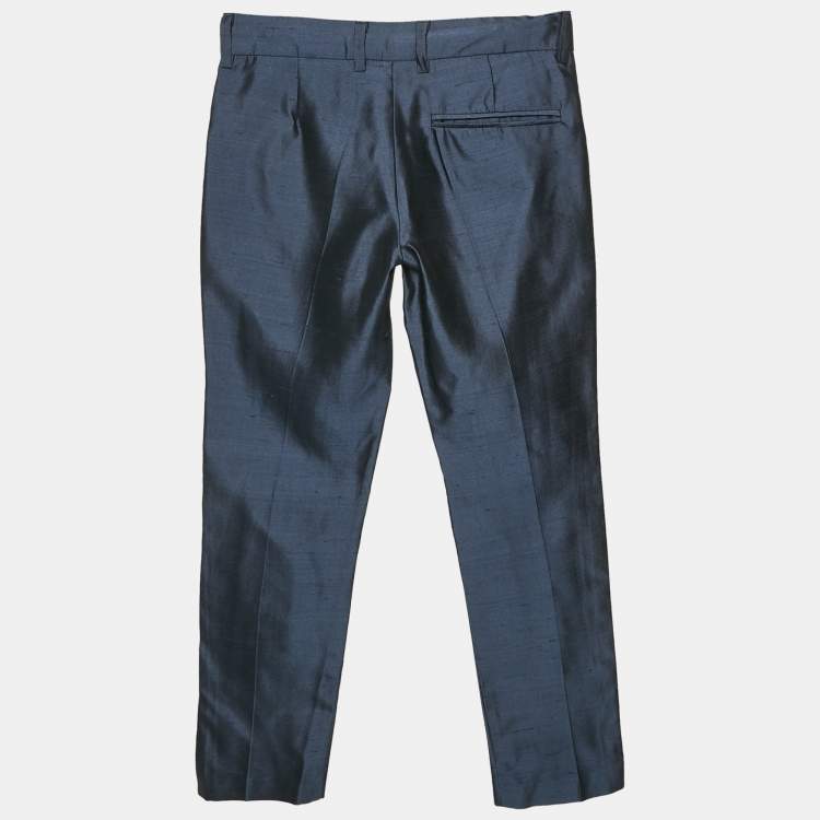 Pre Owned Fendi Kids Blue Silk Trousers 8 Yrs