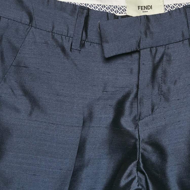 Pre Owned Fendi Kids Blue Silk Trousers 8 Yrs
