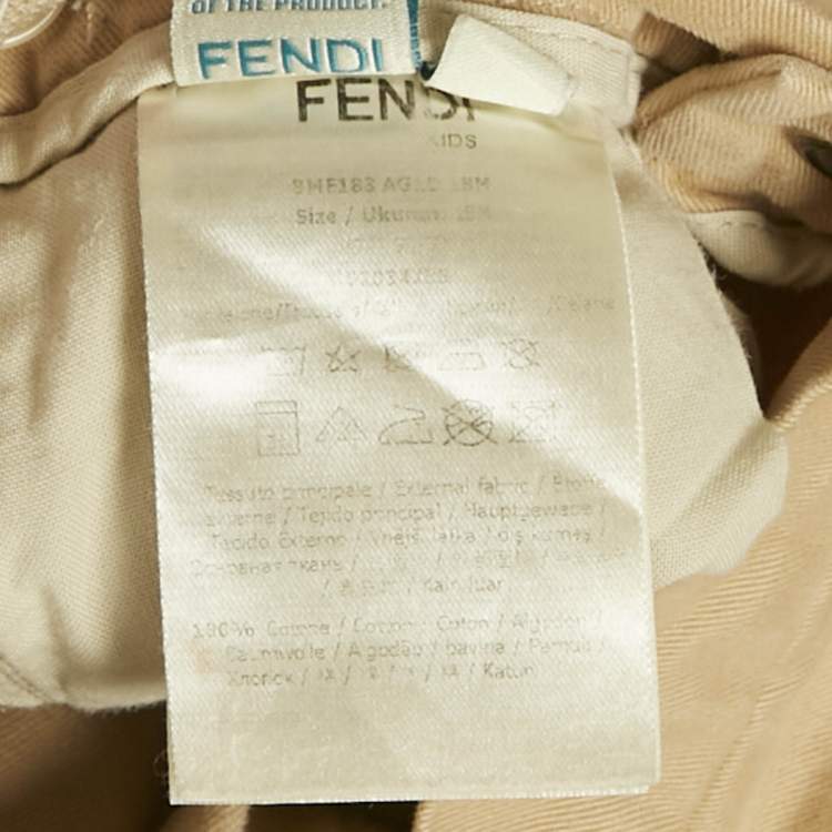 Pre Owned Fendi Kids Beige Teddy Embroidered Gabardine Trousers 18M