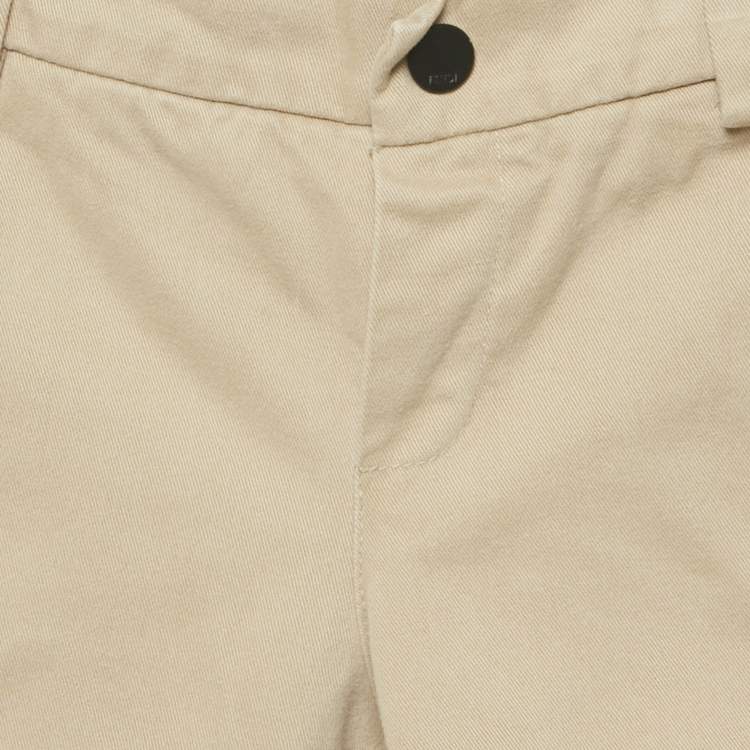 Pre Owned Fendi Kids Beige Teddy Embroidered Gabardine Trousers 18M