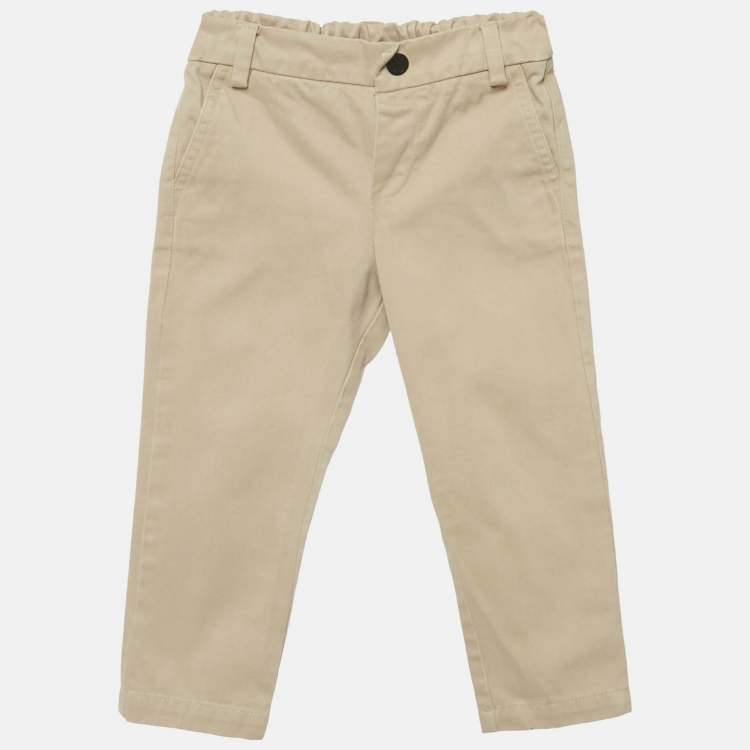 Pre Owned Fendi Kids Beige Teddy Embroidered Gabardine Trousers 18M