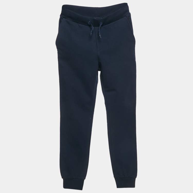 Pre Owned Fendi Kids Navy Blue Cotton Knit Logo Detail Jogger Pants 12 Yrs