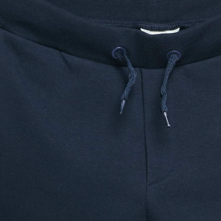 Pre Owned Fendi Kids Navy Blue Cotton Knit Logo Detail Jogger Pants 12 Yrs