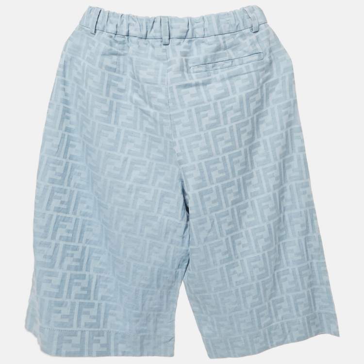Pre Owned Fendi Kids Blue Zucca Jacquard Shorts 12 Yrs 