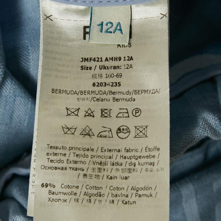 Pre Owned Fendi Kids Blue Zucca Jacquard Shorts 12 Yrs 