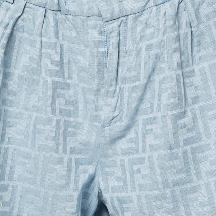 Pre Owned Fendi Kids Blue Zucca Jacquard Shorts 12 Yrs 