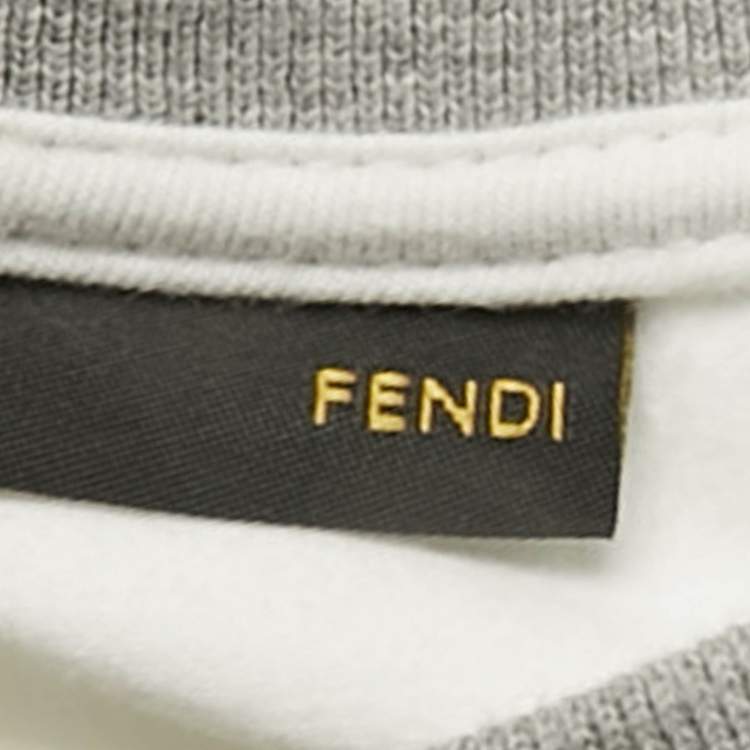 Pre Owned Fend Kids Grey /White Top Cotton & Denim 3 Piece Set 18 Months 