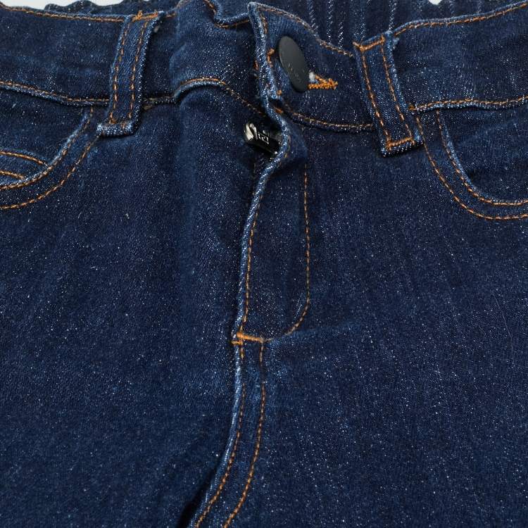 Pre Owned Fendi Blue Kids Blue Pocket Applique Denim Jeans 23M/Waist 19"