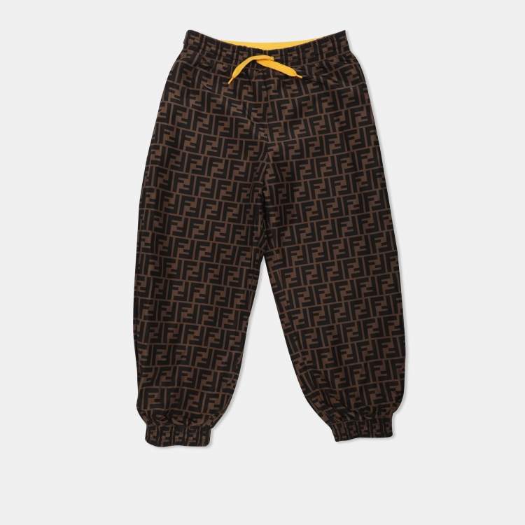 Pre Owned Fendi Brown/Yellow Zucca Print Polyester and Cotton Jacket Set 8-10 Years