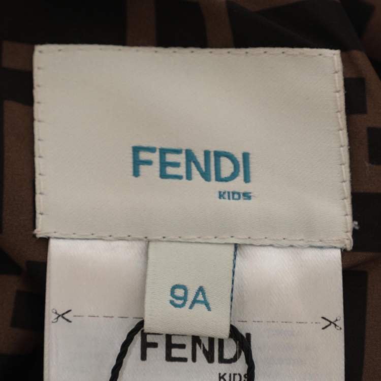 Pre Owned Fendi Brown/Yellow Zucca Print Polyester and Cotton Jacket Set 8-10 Years