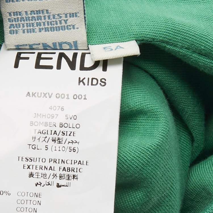 Pre Owned Fendi Kids Green Cotton Varsity Jacket 5Yrs