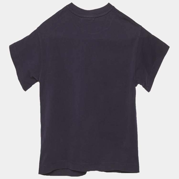 Pre Owned Fendi Kids Navy Blue Logo Jersey T-Shirt 4Yrs