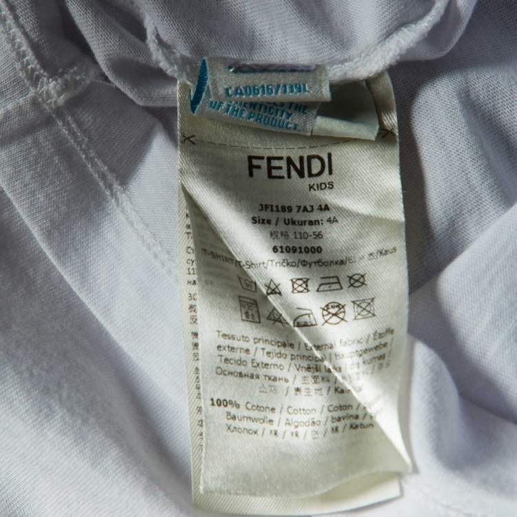 Pre Owned Fendi White FF Bag Print Cotton T-Shirt 4 Yrs