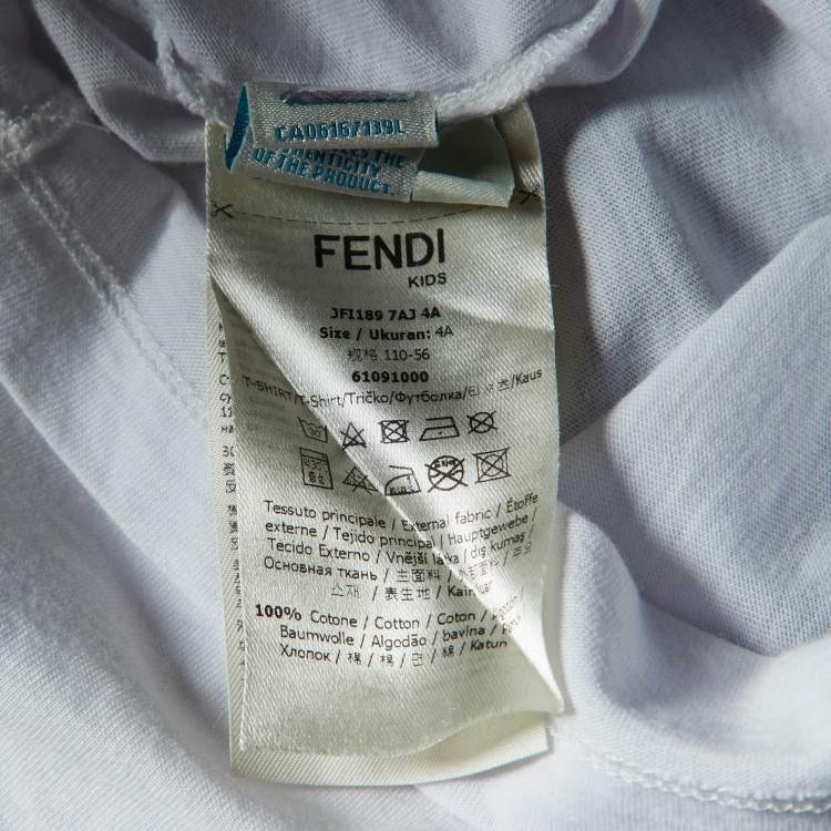 Pre Owned Fendi White FF Bag Print Cotton T-Shirt 4 Yrs