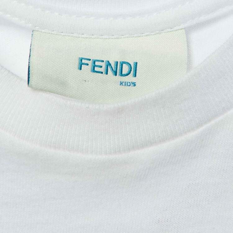 Pre Owned Fendi White FF Bag Print Cotton T-Shirt 4 Yrs