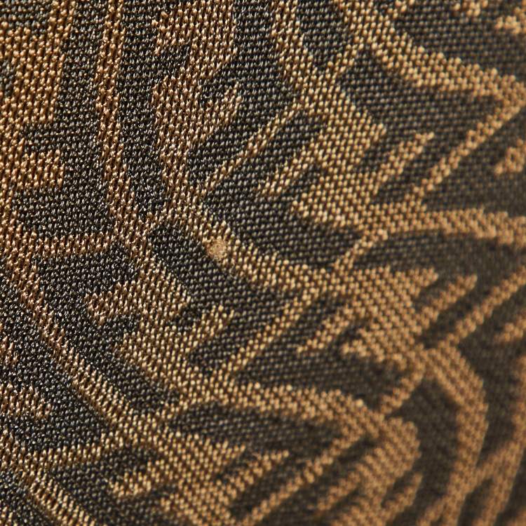 Pre Owned Fendi Kids Brown FF Vertigo Pattern Knit Bow Detail Dress 7 Yrs