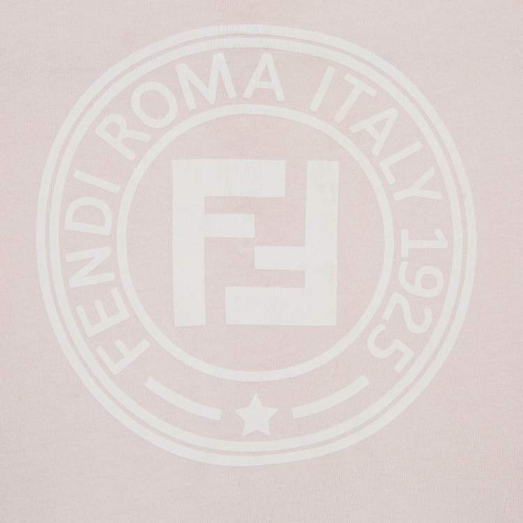 Pre Owned Fendi Kids Pink Logo Print Jersey Tiered Dress 24 M