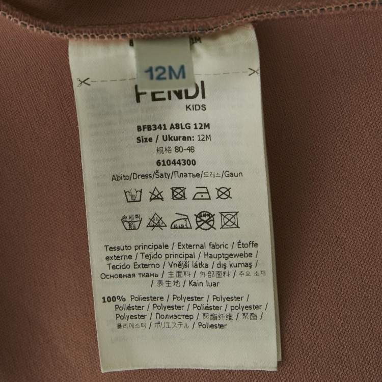 Pre Owned Fendi Brown Zucca Print Neoprene Bow Detail Mini Dress 12M