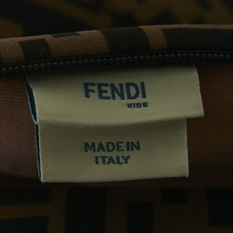 Pre Owned Fendi Brown Zucca Print Neoprene Bow Detail Mini Dress 12M