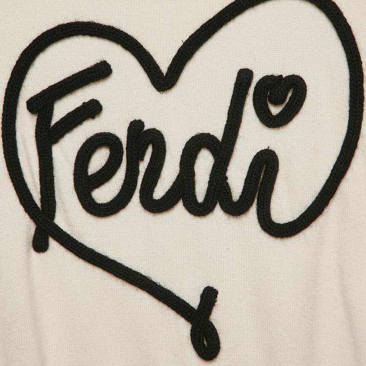 Pre Owned Fendi Kids White Logo Embroidery Long Sleeve Sweater 8 Yrs