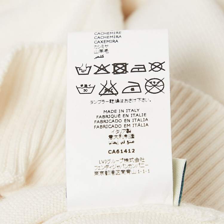 Pre Owned Fendi Kids White Logo Embroidery Long Sleeve Sweater 8 Yrs
