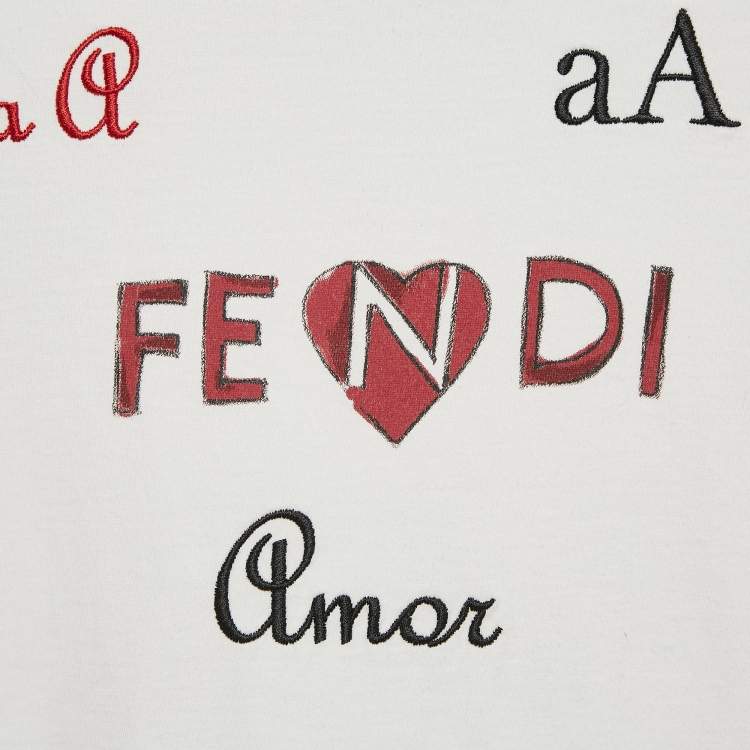Pre Owned Fendi Kids White Logo Print Cotton Crew Neck T-Shirt 7 Yrs
