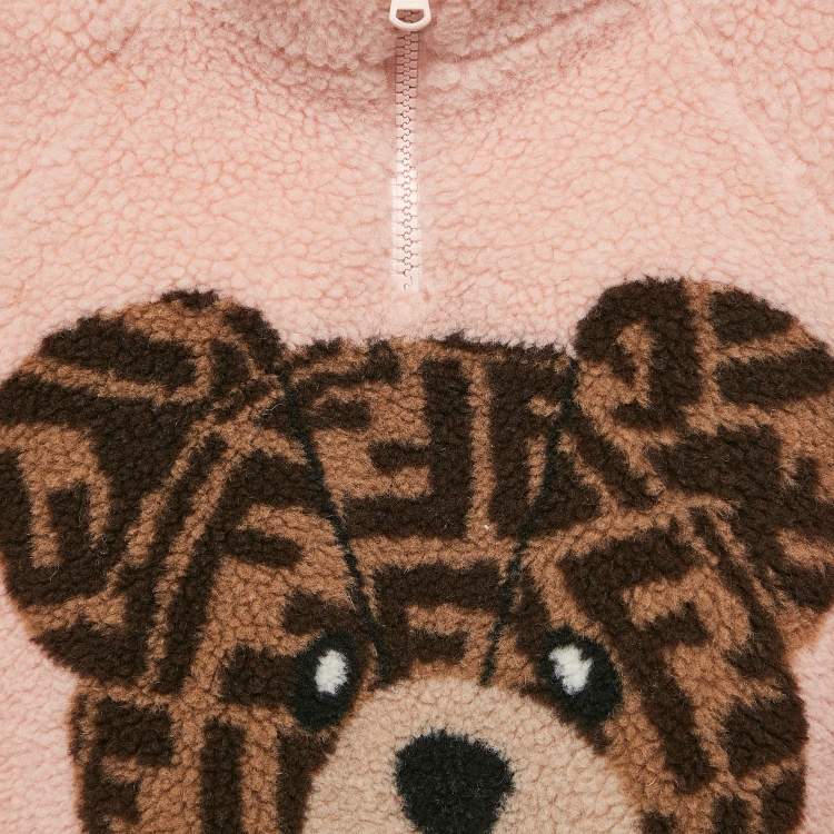 Pre Owned Fendi Kids Pink Bear Tuft Fleece Sweater 3 Yrs