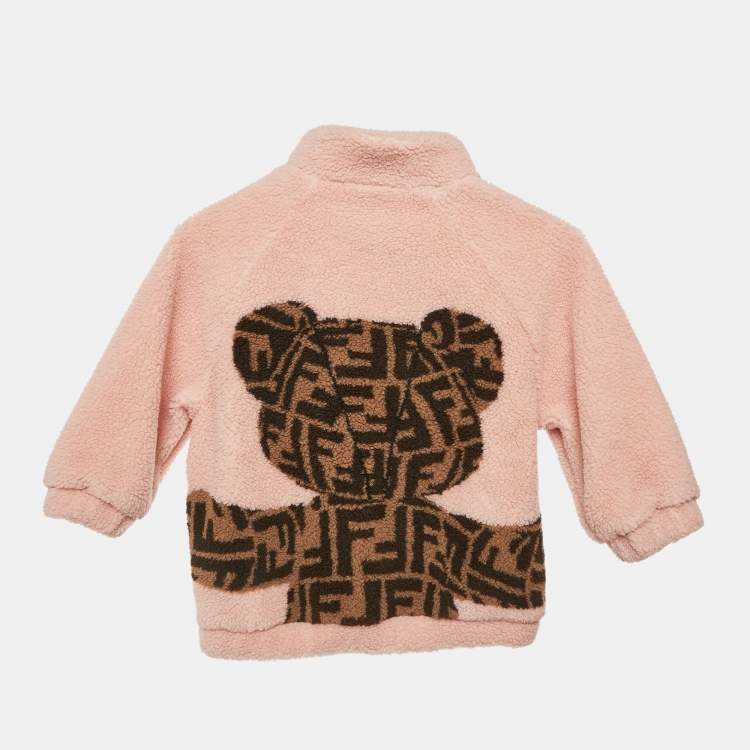 Pre Owned Fendi Kids Pink Bear Tuft Fleece Sweater 3 Yrs