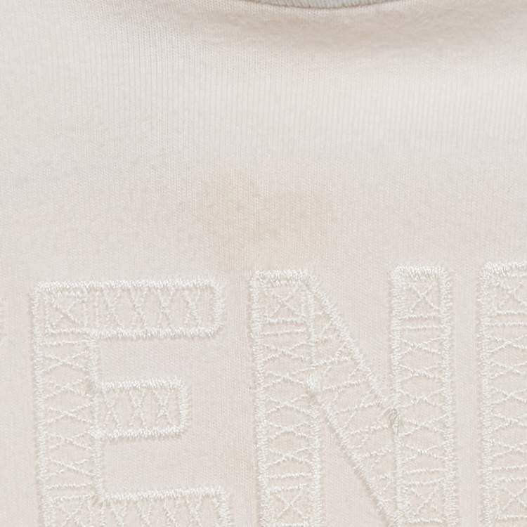 Pre Owned Fendi Kids White Cotton Ruffled Hem Top 12 M