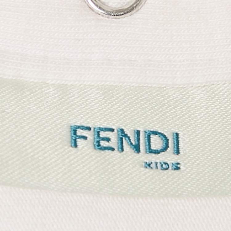 Pre Owned Fendi Kids White Cotton Ruffled Hem Top 12 M