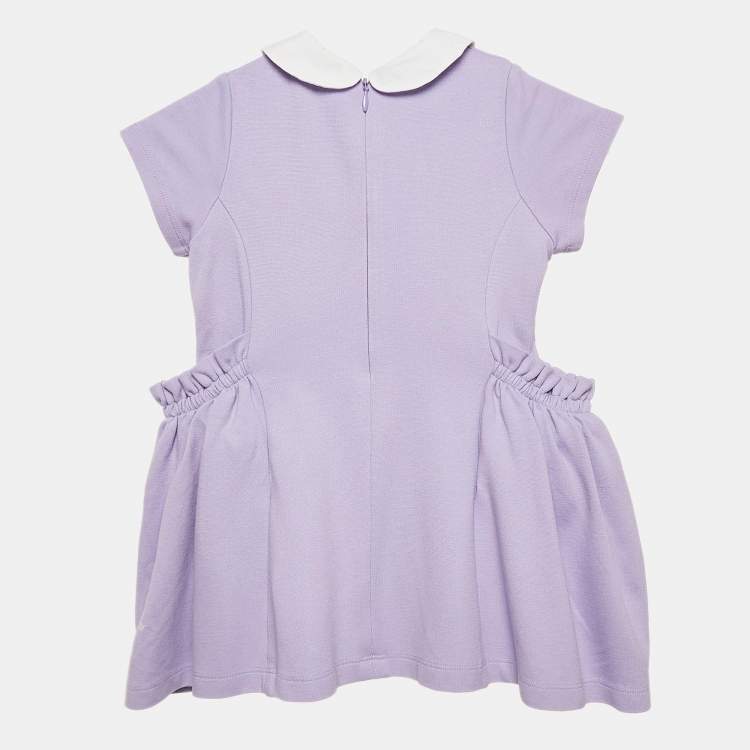Pre Owned Fendi Purple Cotton Knit Ruffle Detail Dress 18 M