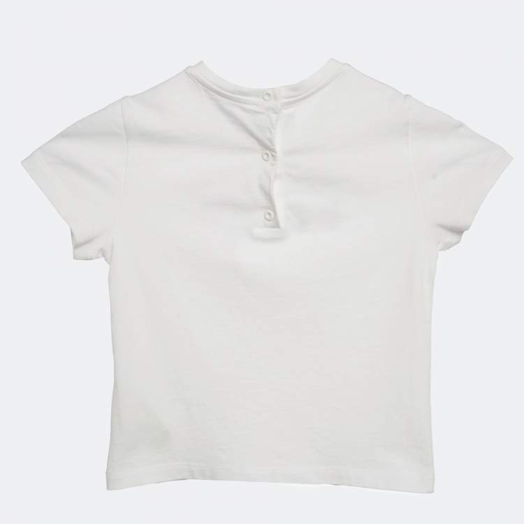 Pre Owned Fendi Kids White Logo Print Cotton Crew Neck T-Shirt 24 M