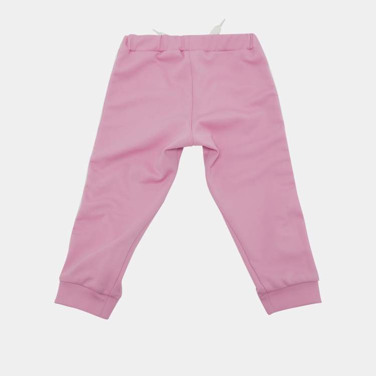 Pre Owned Fendi Kids Pink Jersey Logo Tape Trimmed Track Pants 24 M