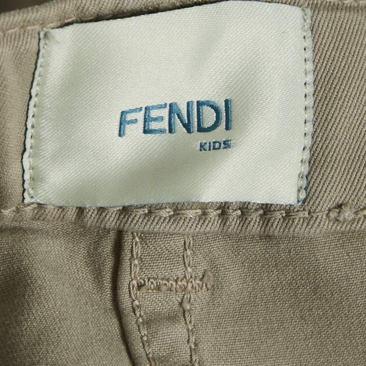 Pre Owned Fendi Kids Beige Gabardine Wide Leg Trousers 6 Yrs