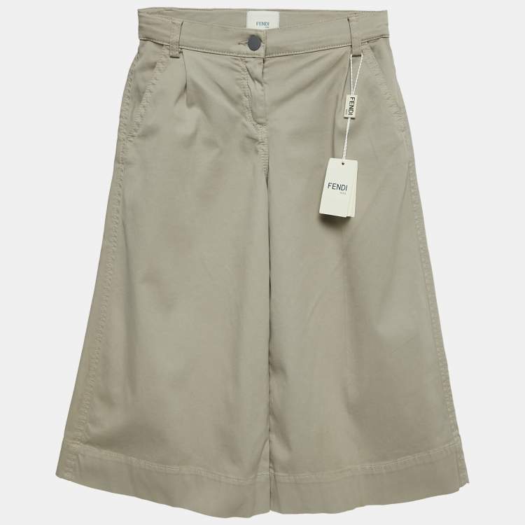 Pre Owned Fendi Kids Beige Gabardine Wide Leg Trousers 6 Yrs