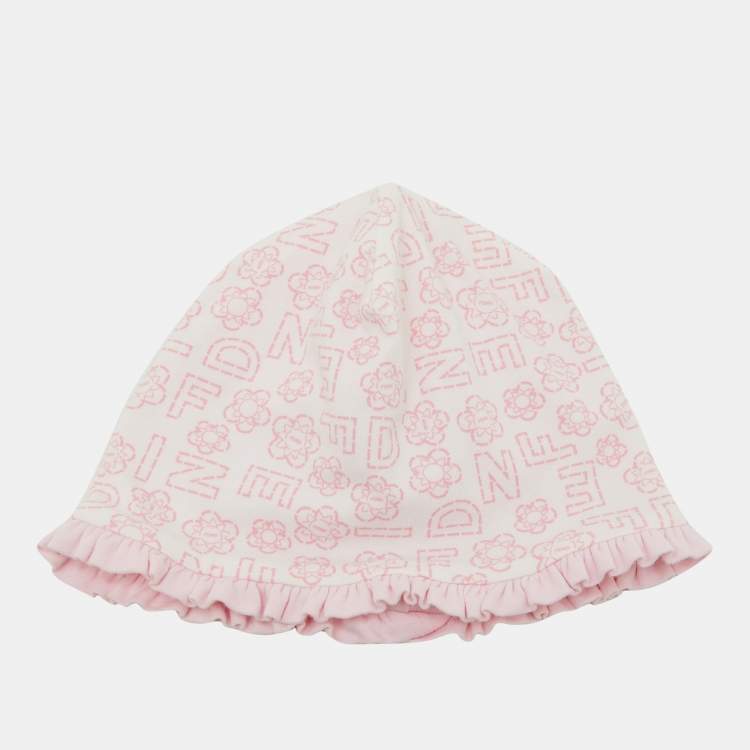 Pre Owned Fendi Pink Cotton Bodysuit/Cap and Bib Set 6M