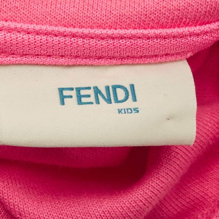 Pre Owned Fendi Kids Pink Nicki Minaj Print Jersey Hoodie 10 Yrs