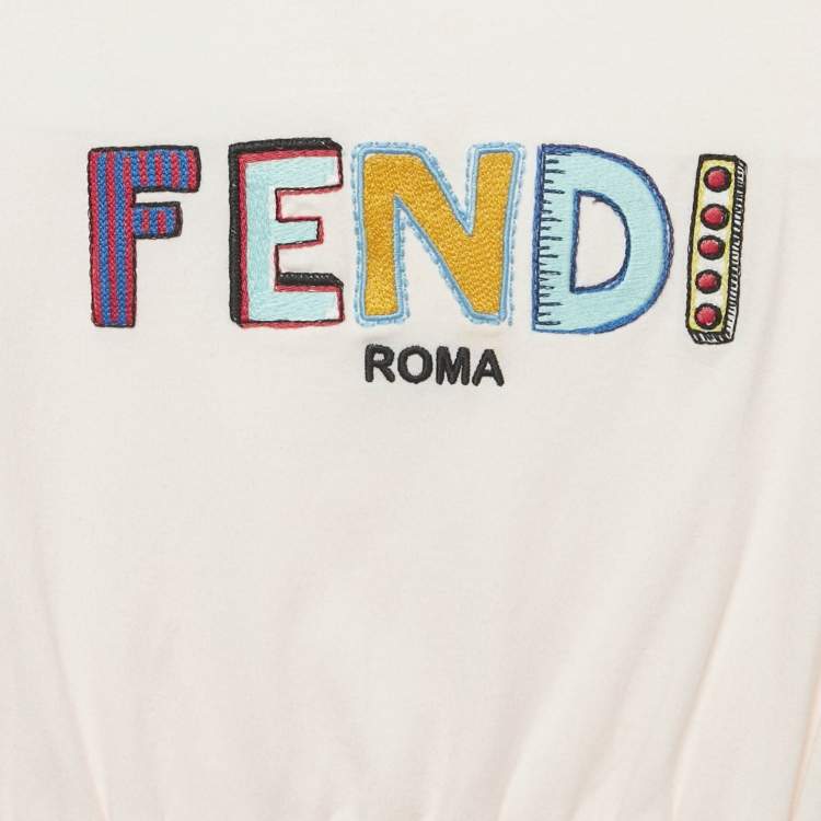 Pre Owned Fendi Baby Pink Logo Applique Tulle Ruffled Sleeve Dress 24M