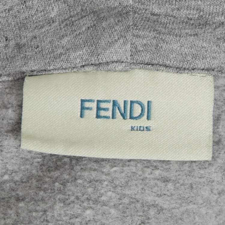 Pre Owned Fendi Kids Grey Sequins Detail Hooded Zip Front Jacket 10 Yrs