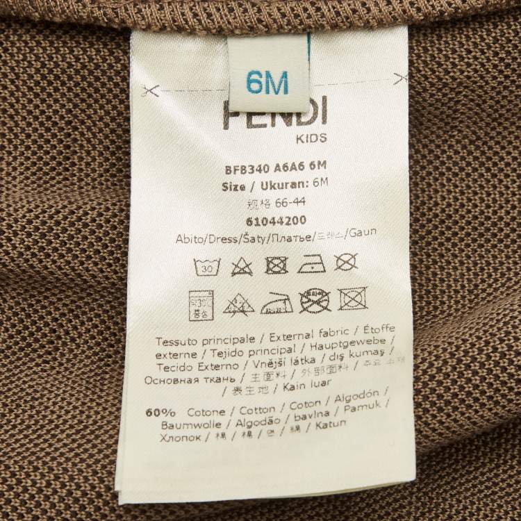 Pre Owned Fendi Kids Dark Beige FF Zucca Monogram Intarsia Knit Dress 6M