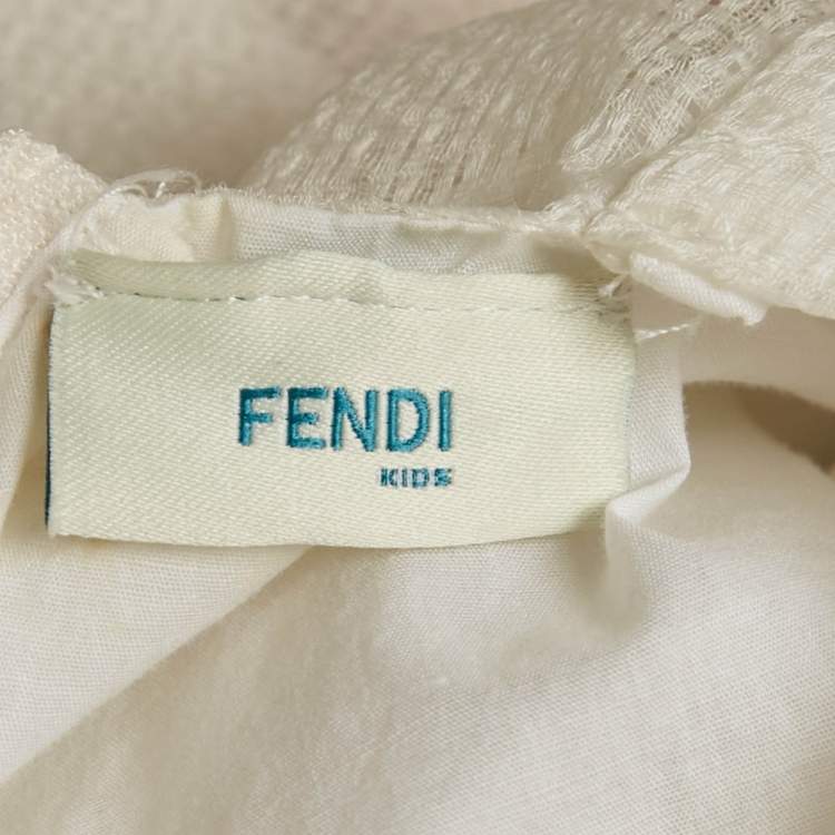 Pre Owned Fendi Kids White Floral Print Silk Dress 4 Yrs 