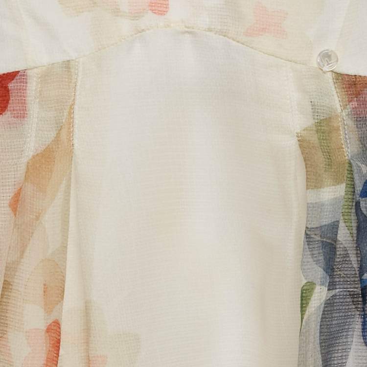 Pre Owned Fendi Kids White Floral Print Silk Dress 4 Yrs 