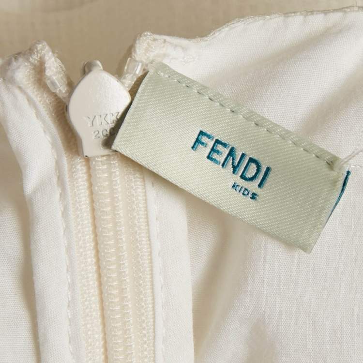 مملوكة مسبقًا Fendi Kids White Floral Print Silk Dress 6 Yrs 