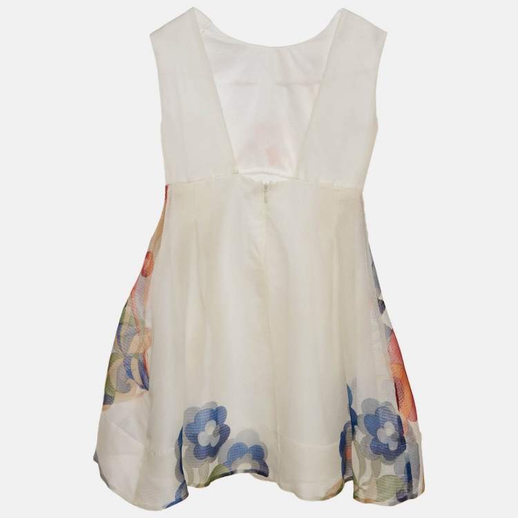 مملوكة مسبقًا Fendi Kids White Floral Print Silk Dress 6 Yrs 