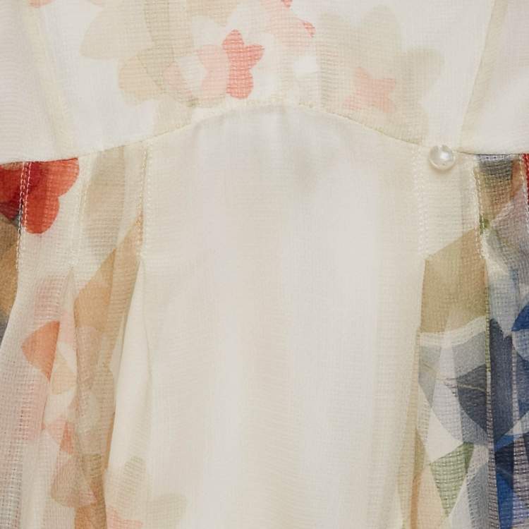 مملوكة مسبقًا Fendi Kids White Floral Print Silk Dress 6 Yrs 
