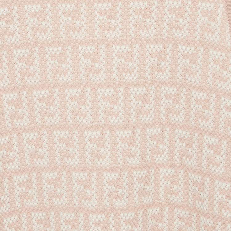 Pre Owned Fendi Kids Pink FF Zucca Monogram Intarsia Knit Dress 14 Yrs