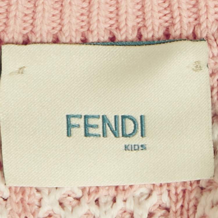 Pre Owned Fendi Kids Pink FF Zucca Monogram Intarsia Knit Dress 14 Yrs